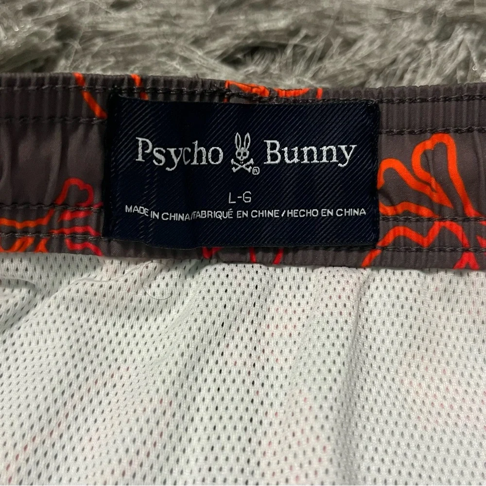 PSYCHO BUNNY Men's Red Sheldon All Over Print Swim Trunk - Picture 6 of 6